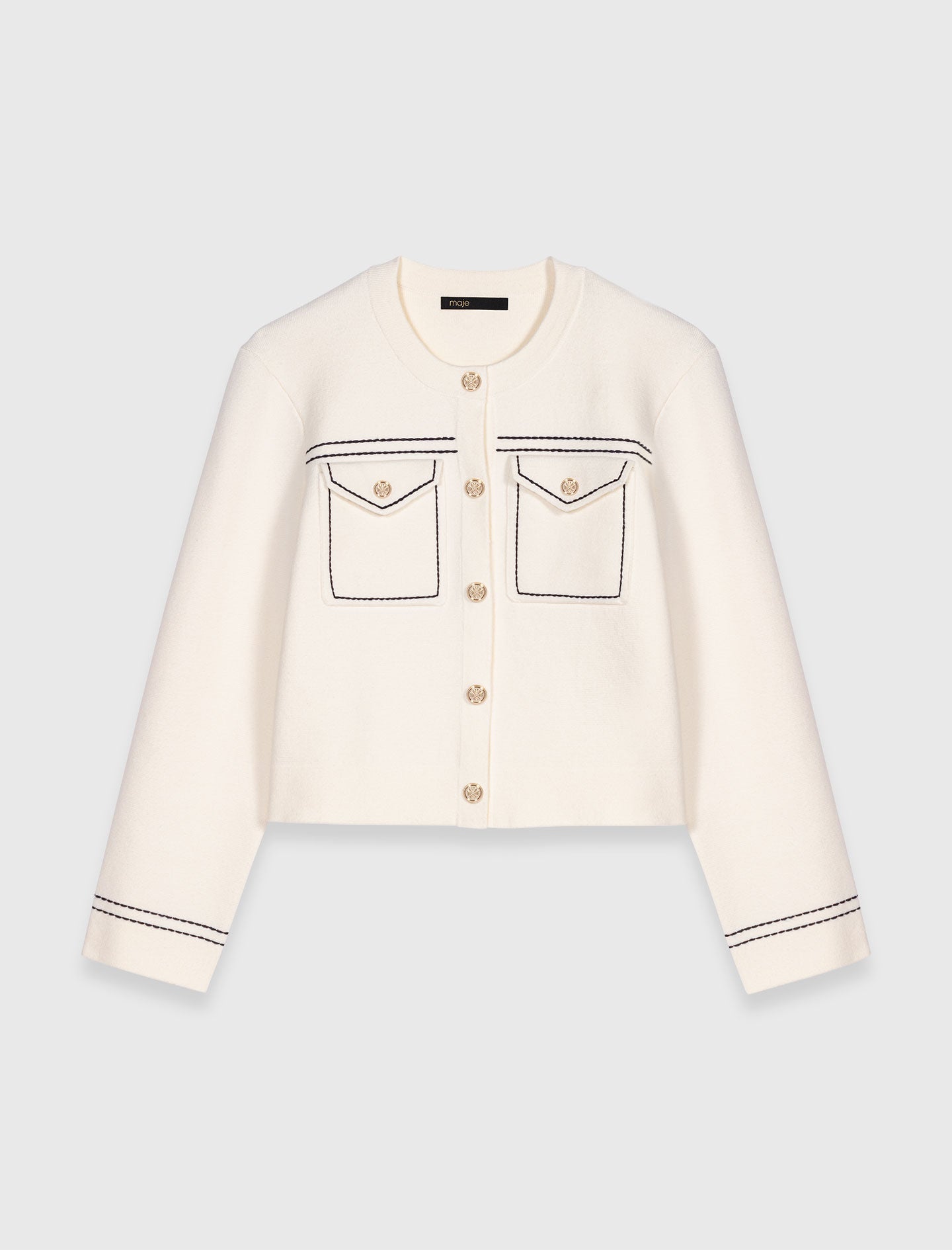 Topstitched cropped cardigan