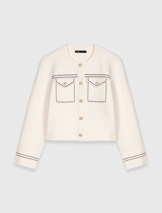 Topstitched cropped cardigan