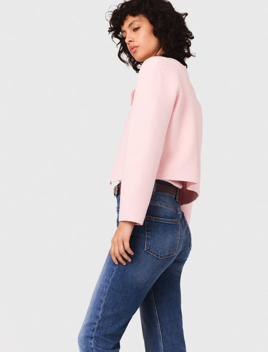 Topstitched cropped cardigan