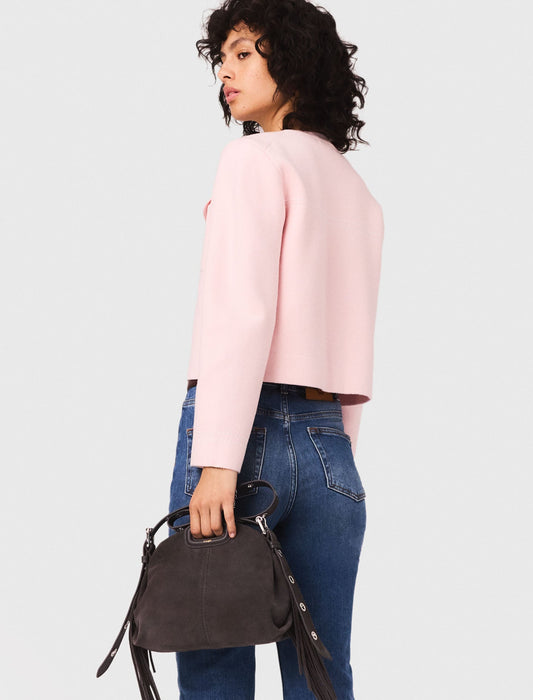 Topstitched cropped cardigan