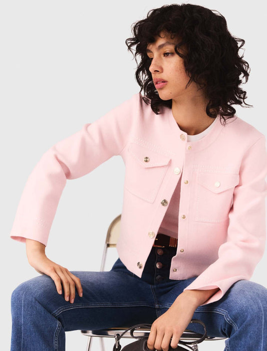 Topstitched cropped cardigan