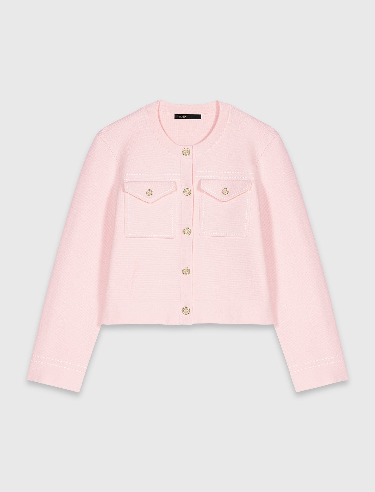 Topstitched cropped cardigan