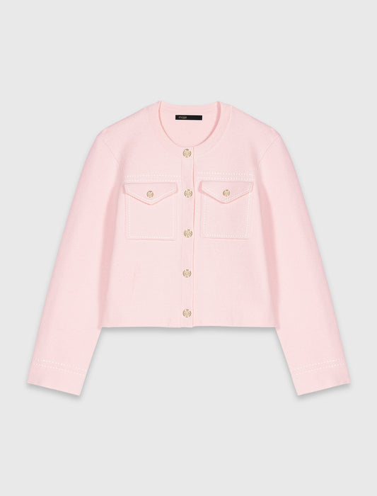 Topstitched cropped cardigan