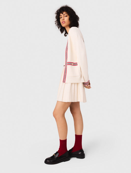 White Embroidered longline cardigan