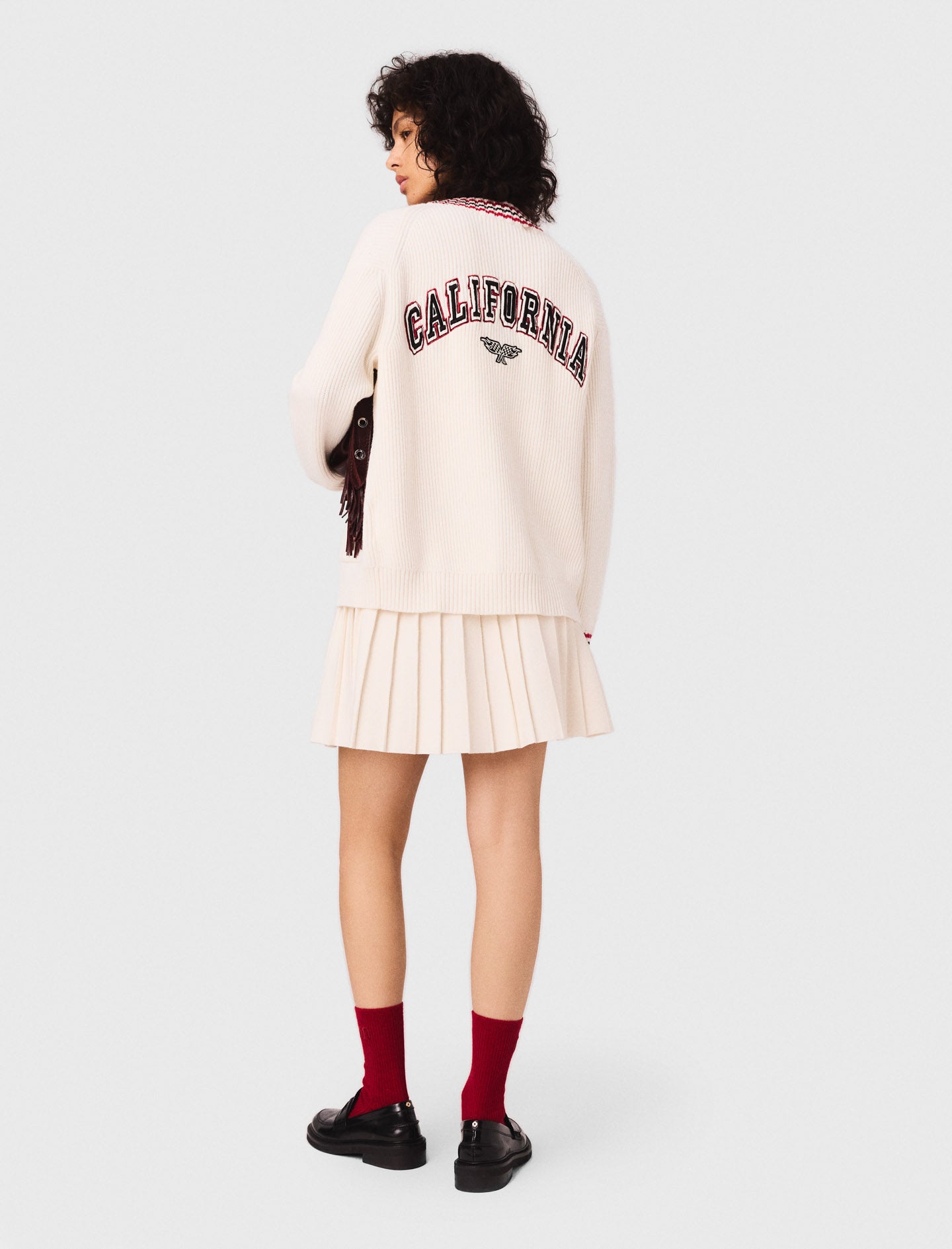 White Embroidered longline cardigan