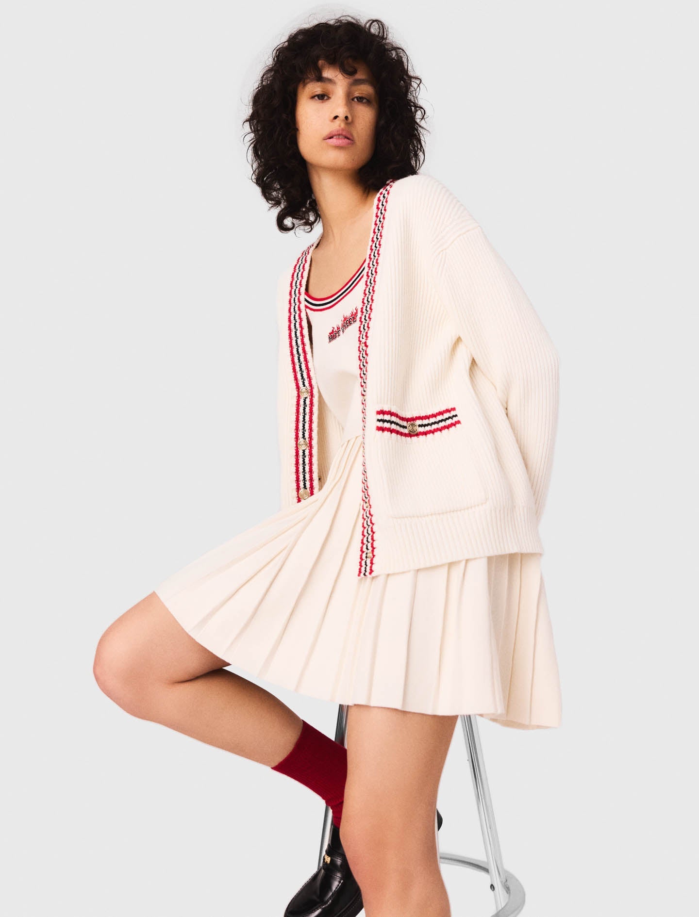 White Embroidered longline cardigan