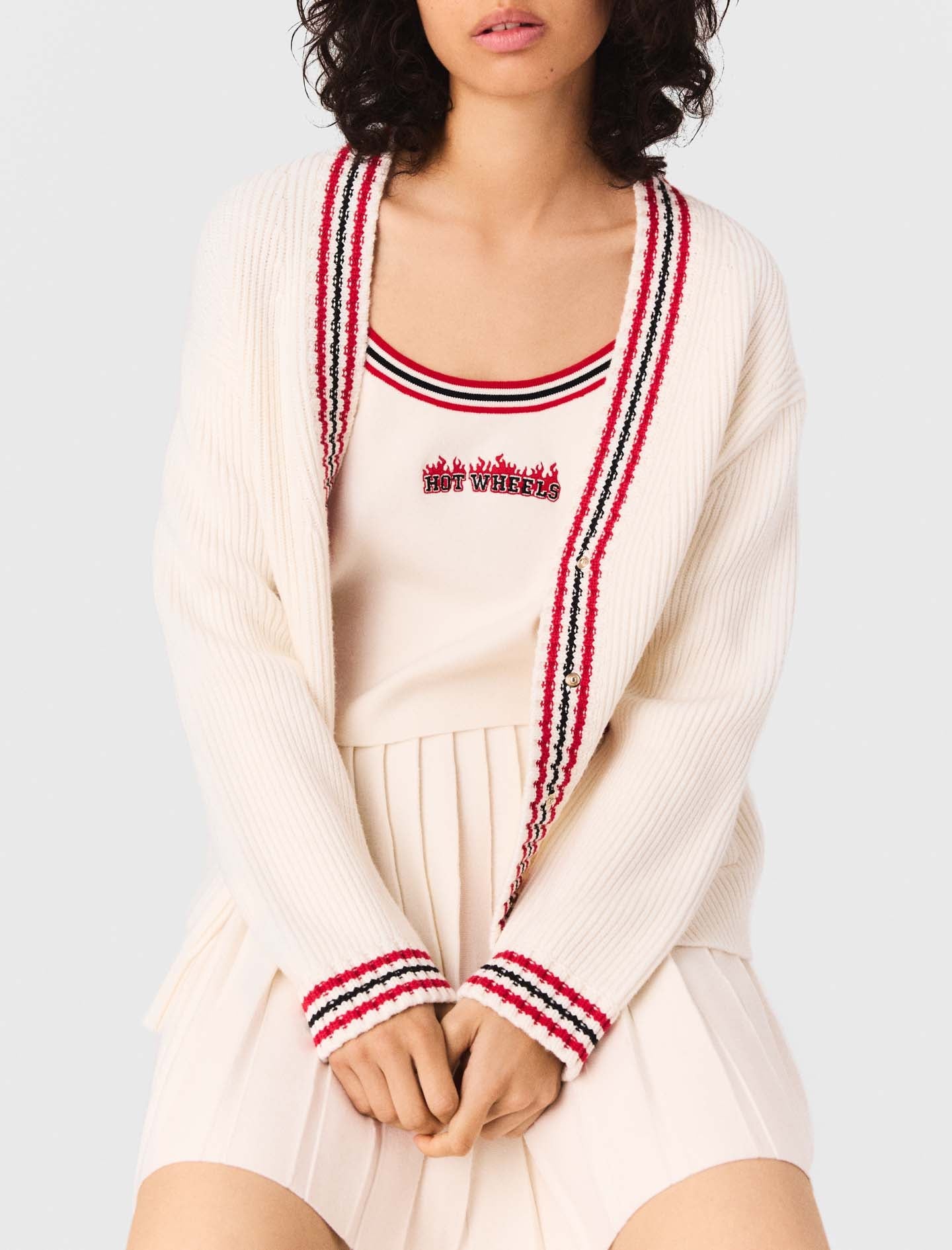 White Embroidered longline cardigan