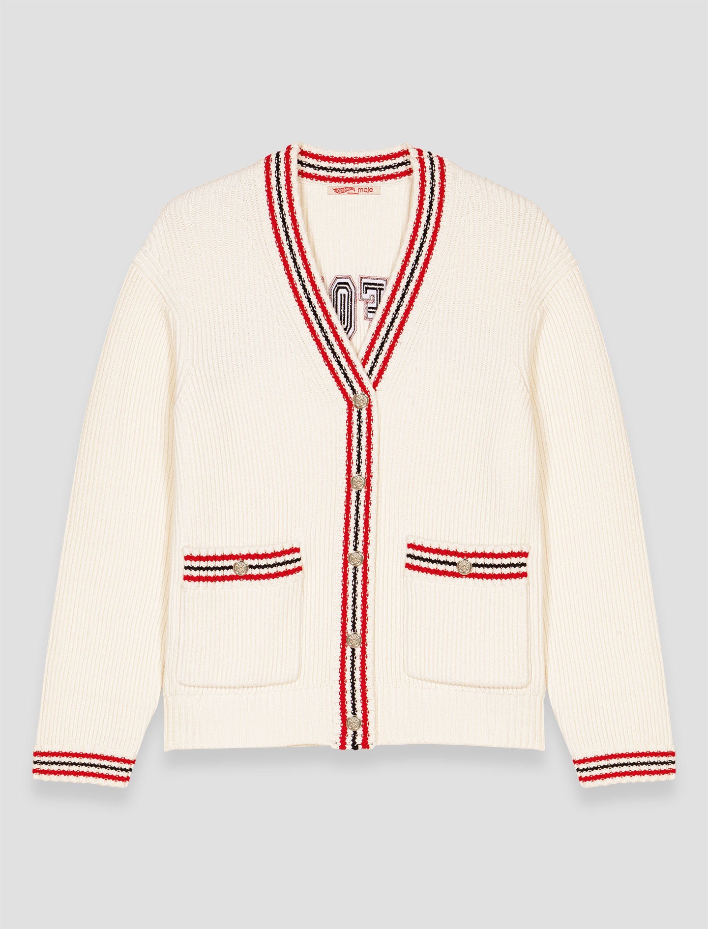 Hot Wheels x Maje Embroidered longline cardigan White