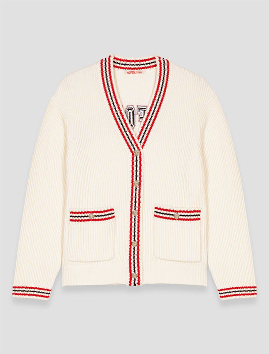 Hot Wheels x Maje Embroidered longline cardigan White