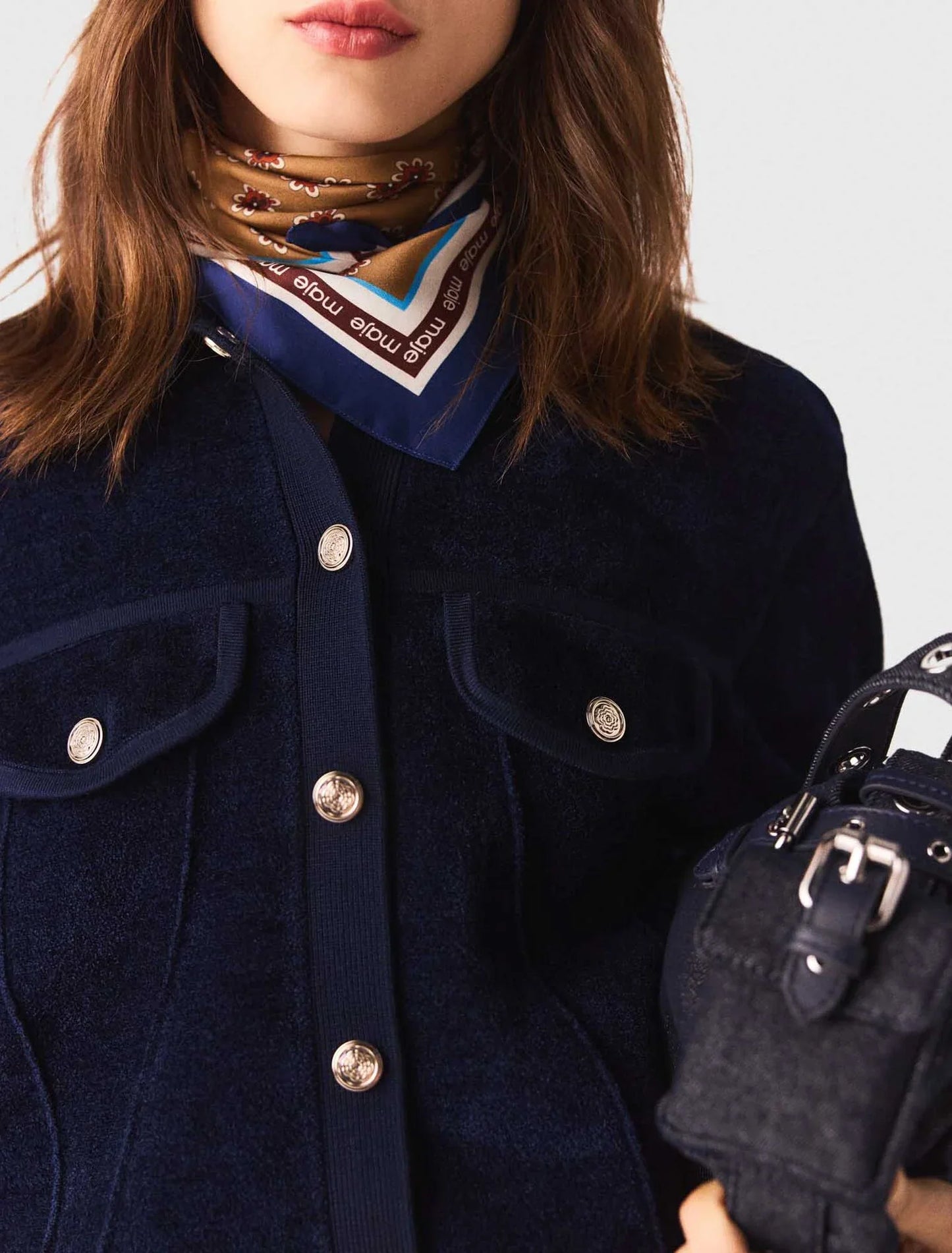 mfpca00632 cropped velvet jacket navy