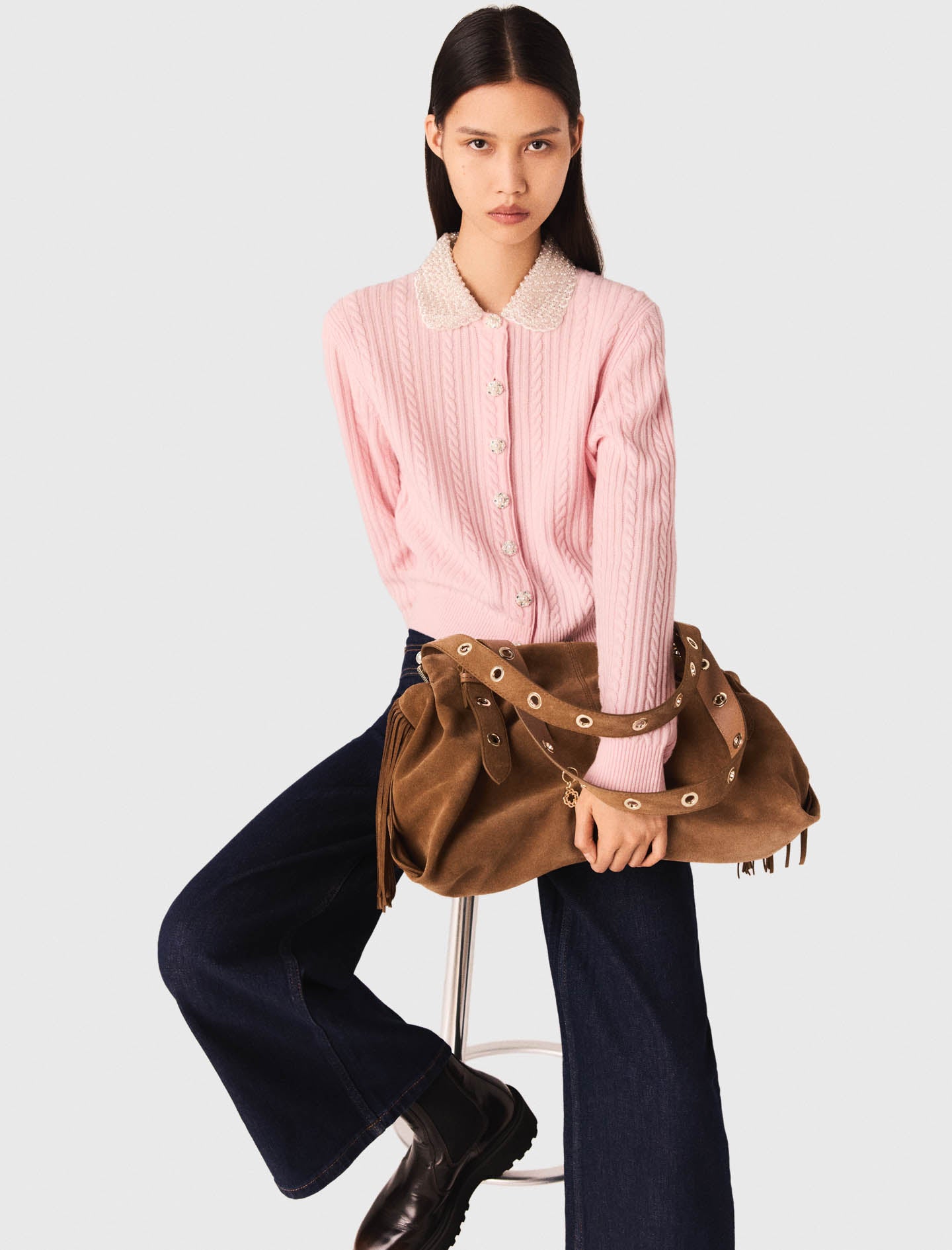 Cardigan with removable collar