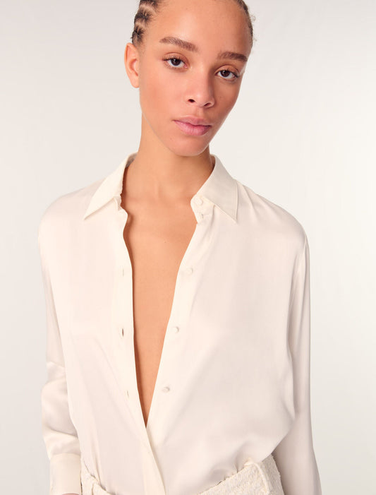 White-Silk satin shirt
