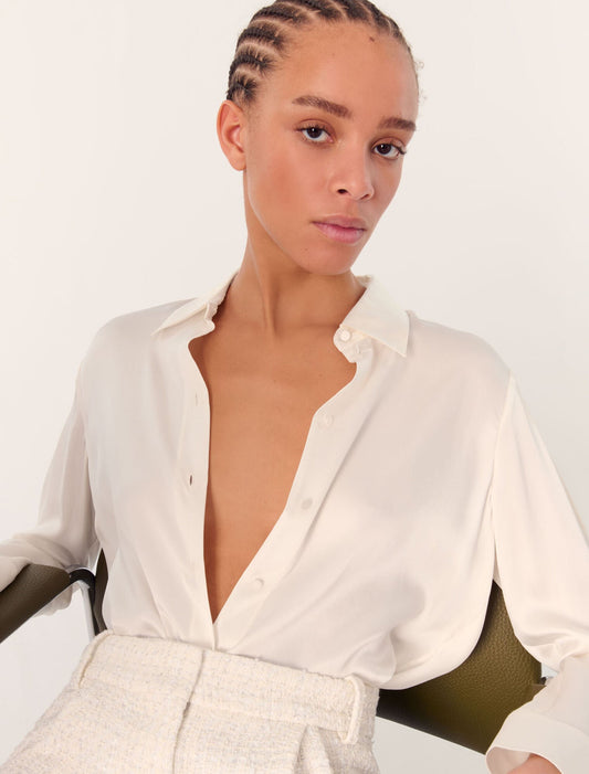 White-Silk satin shirt