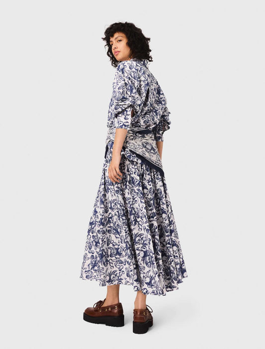 Blue Fruits Print Long printed shirt