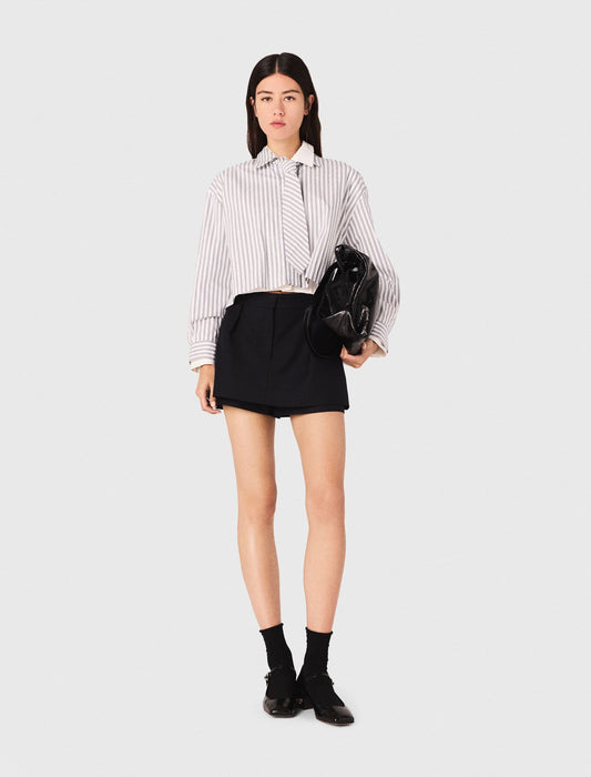 Striped rhinestone shirt with tie