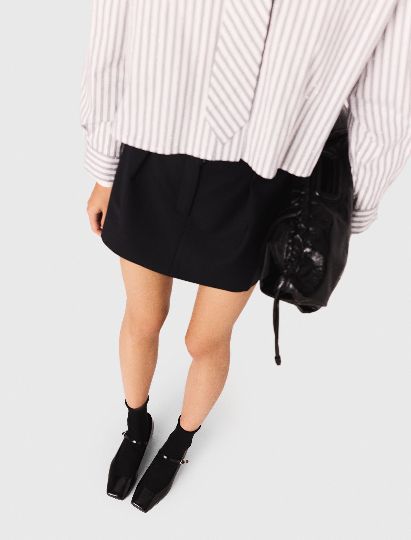 Striped rhinestone shirt with tie