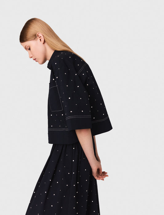Cropped shirt with studs