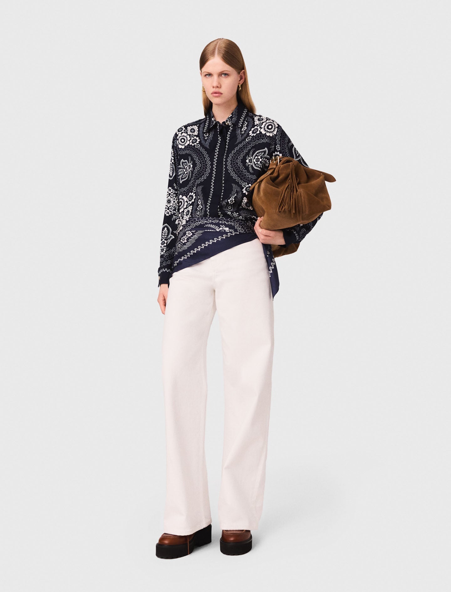 Flowing printed shirt Navy Bandana Print