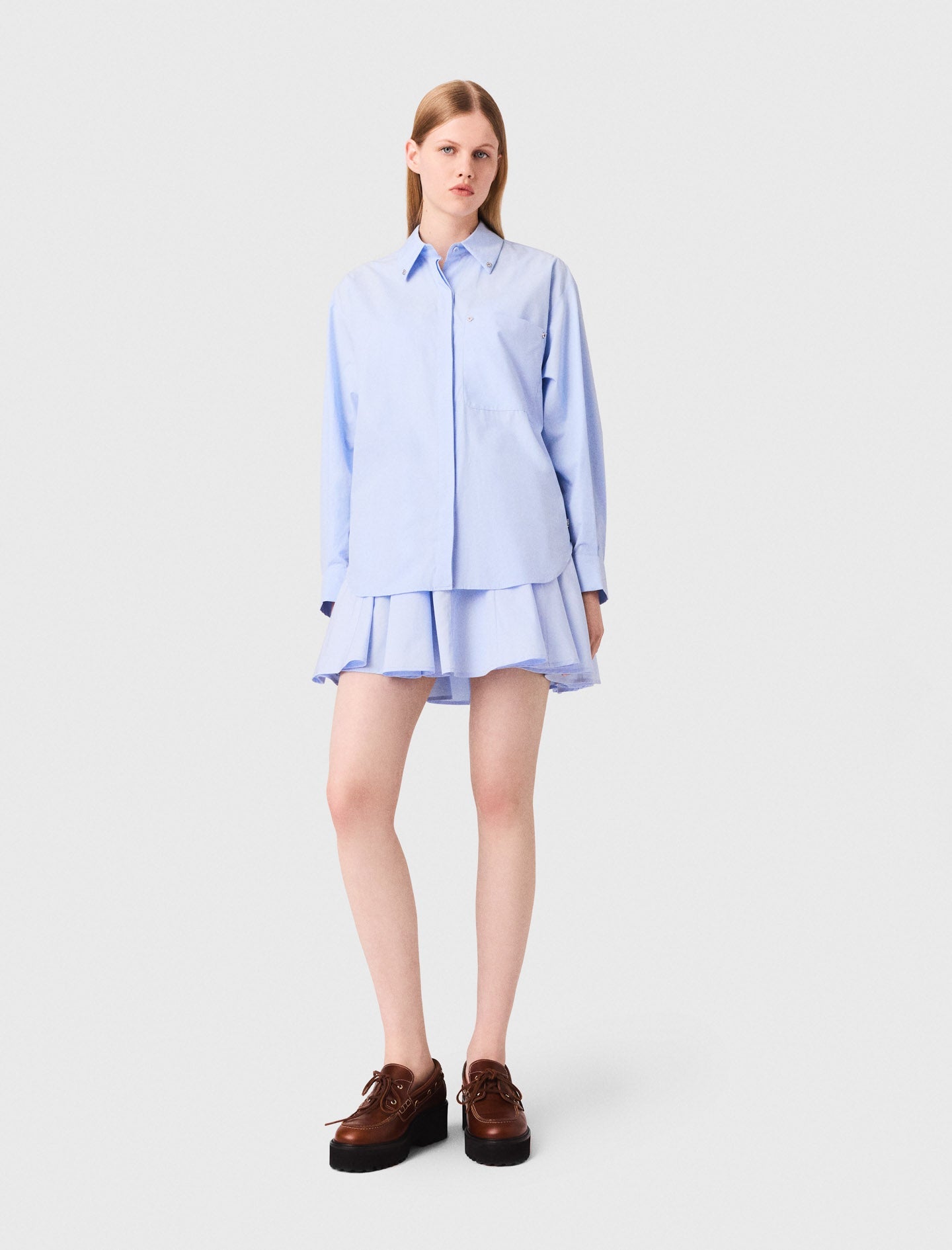 Light Blue Long poplin shirt