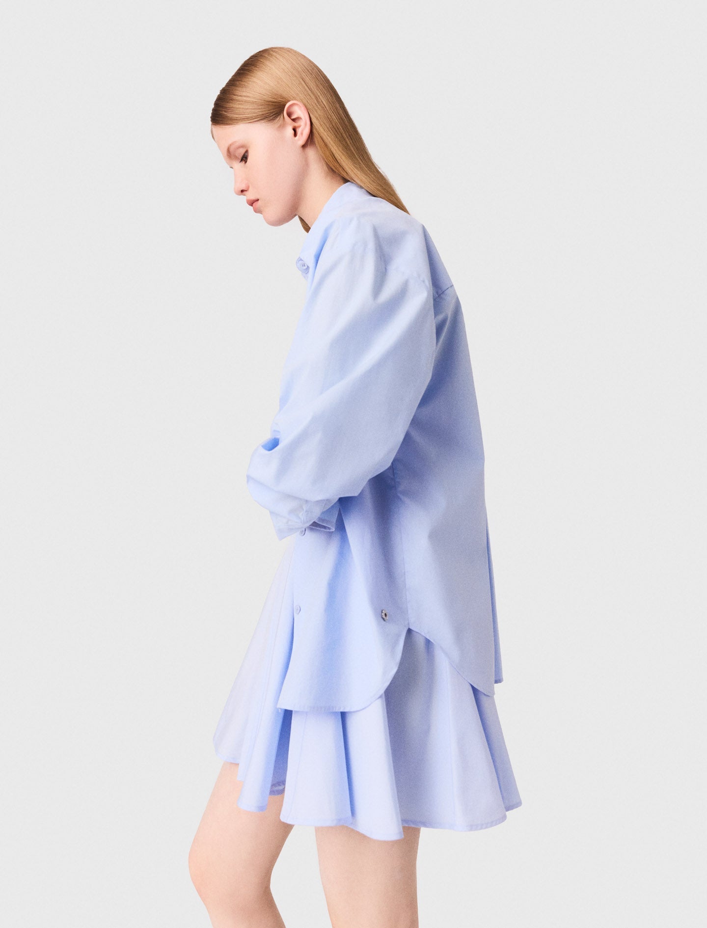 Light Blue Long poplin shirt