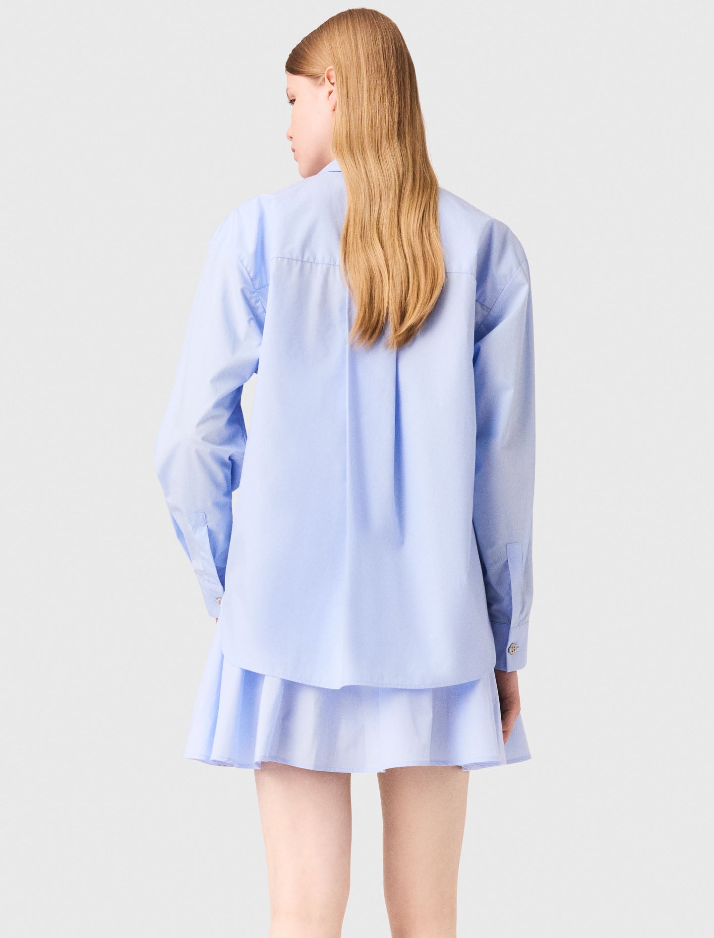 Light Blue Long poplin shirt