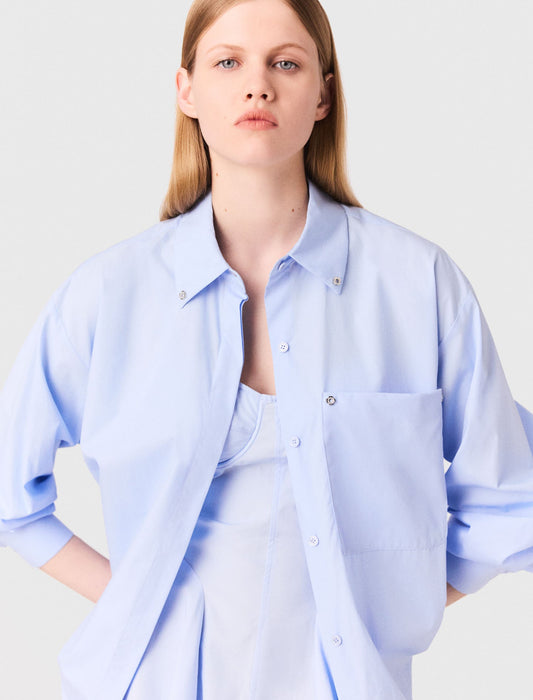 Light Blue Long poplin shirt