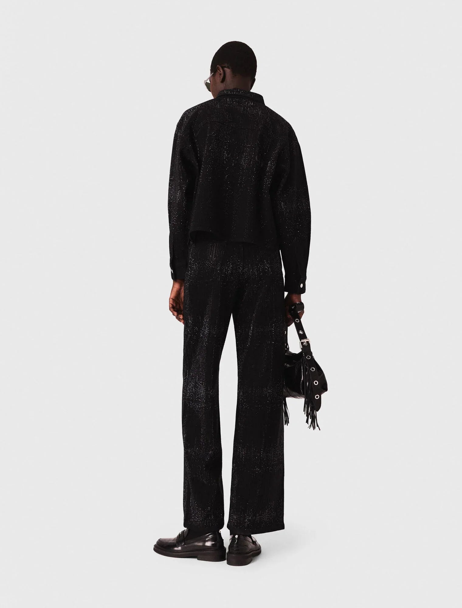 mfpcm00686 rhinestone denim shirt black