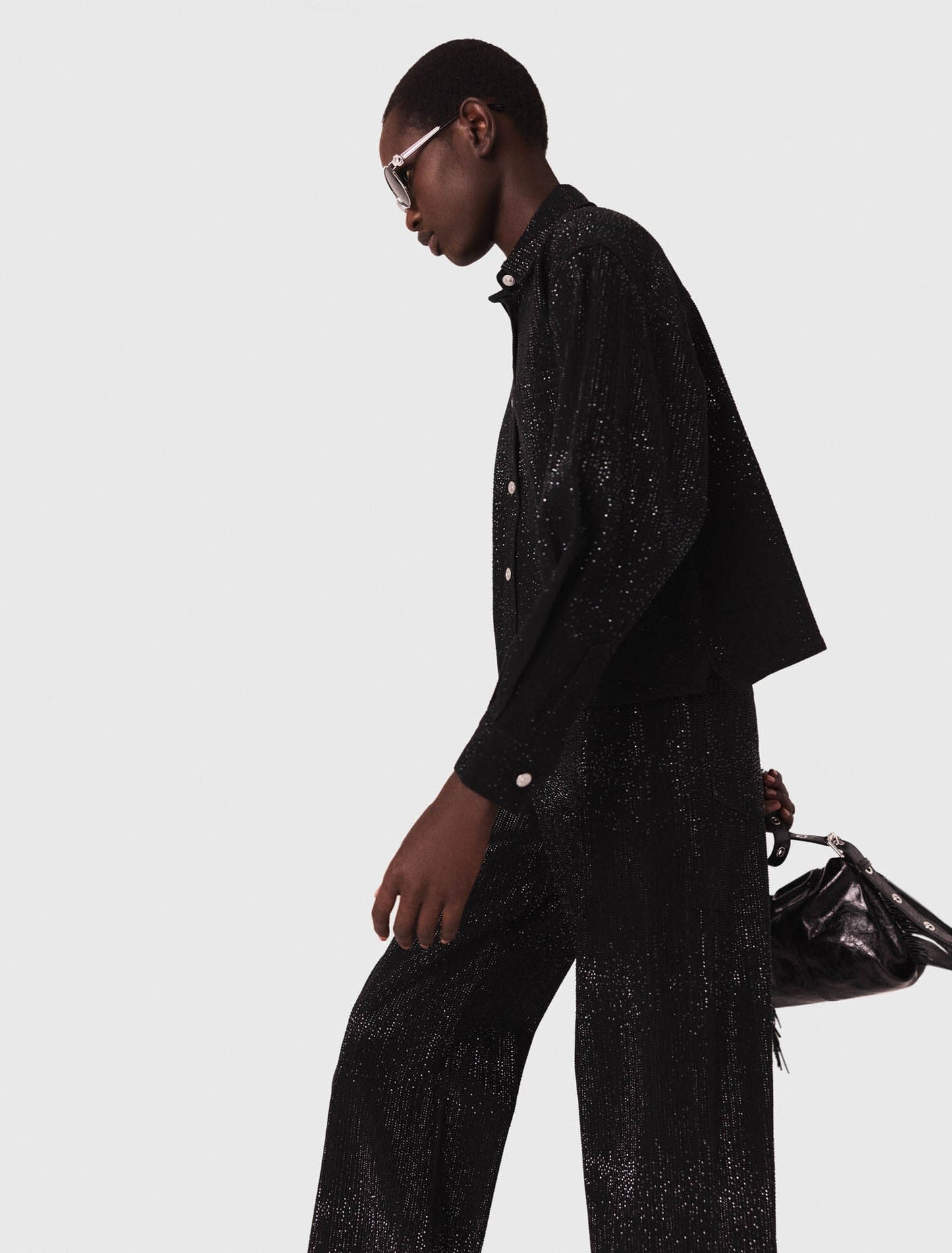 mfpcm00686 rhinestone denim shirt black