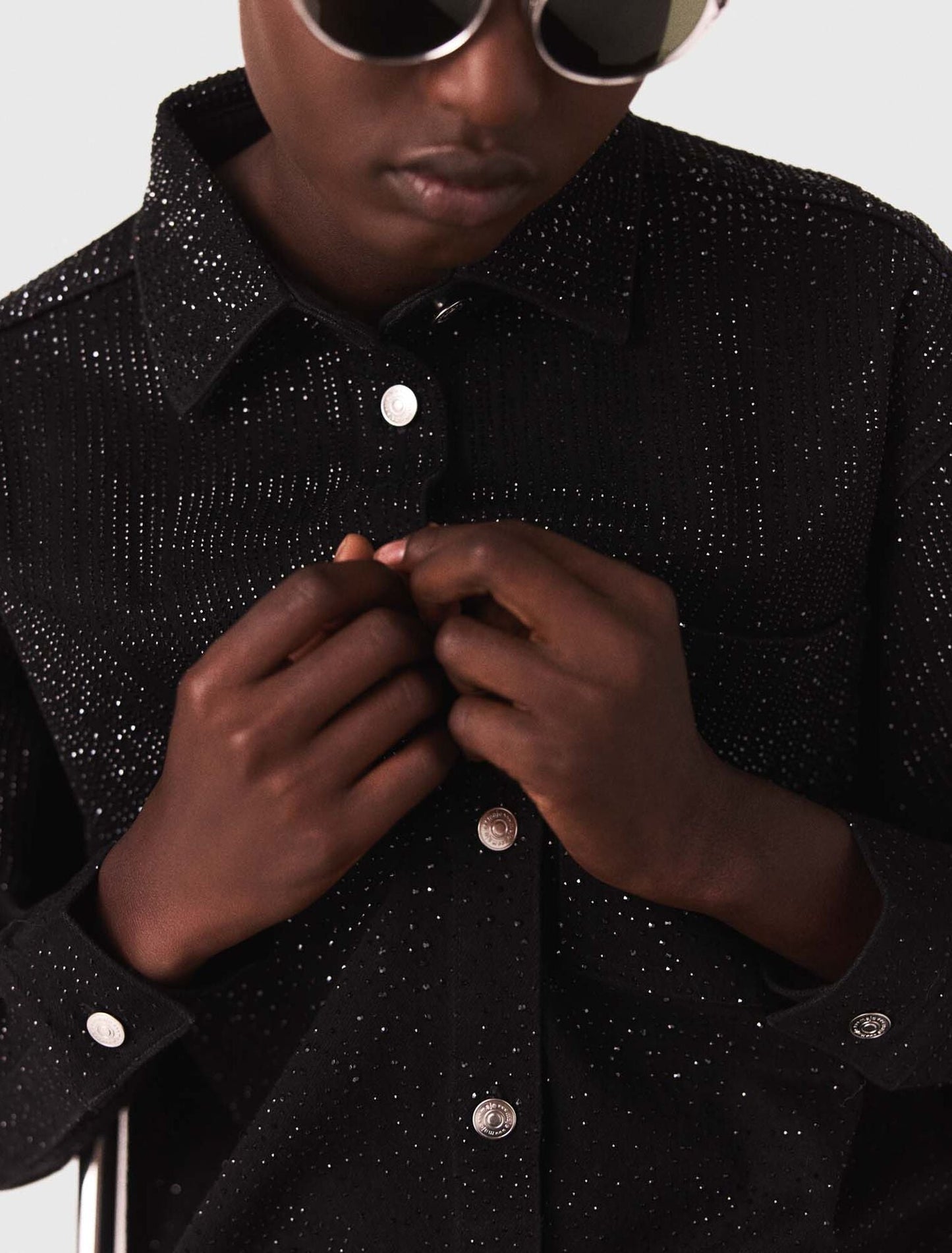 mfpcm00686 rhinestone denim shirt black