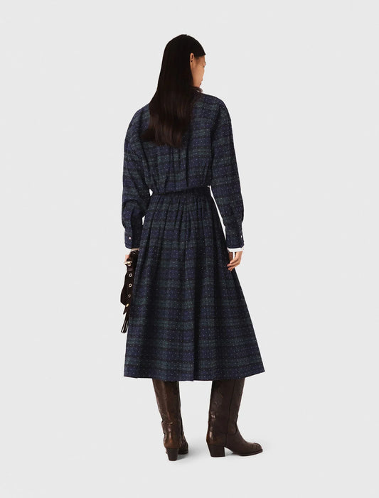 Checked rhinestone cropped shirt