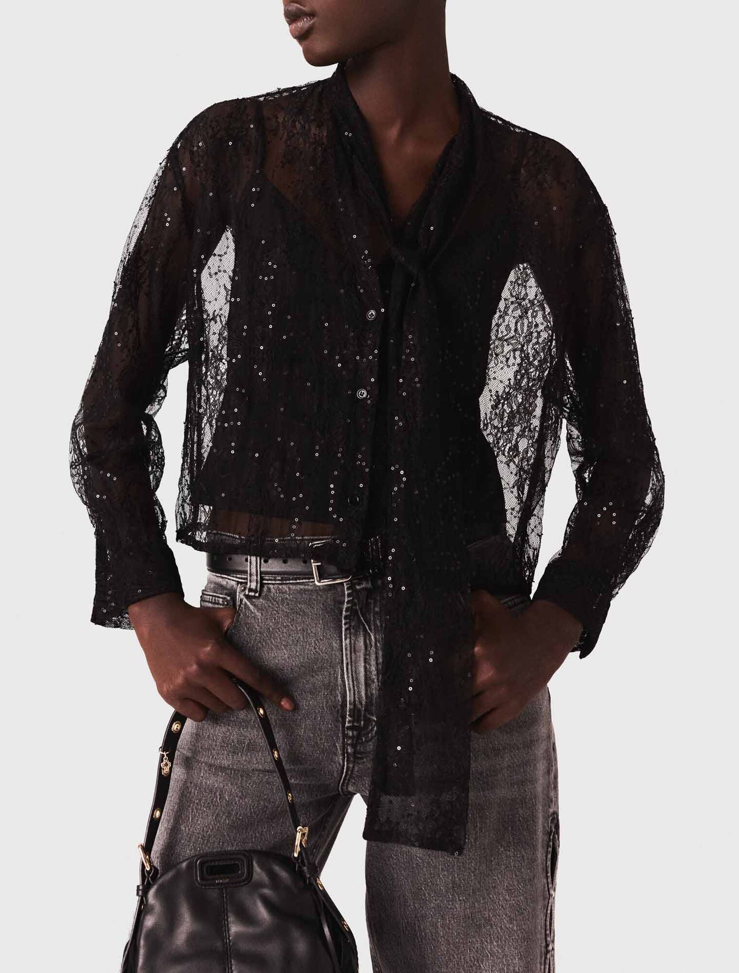 mfpcm00698 lace pussy bow shirt black