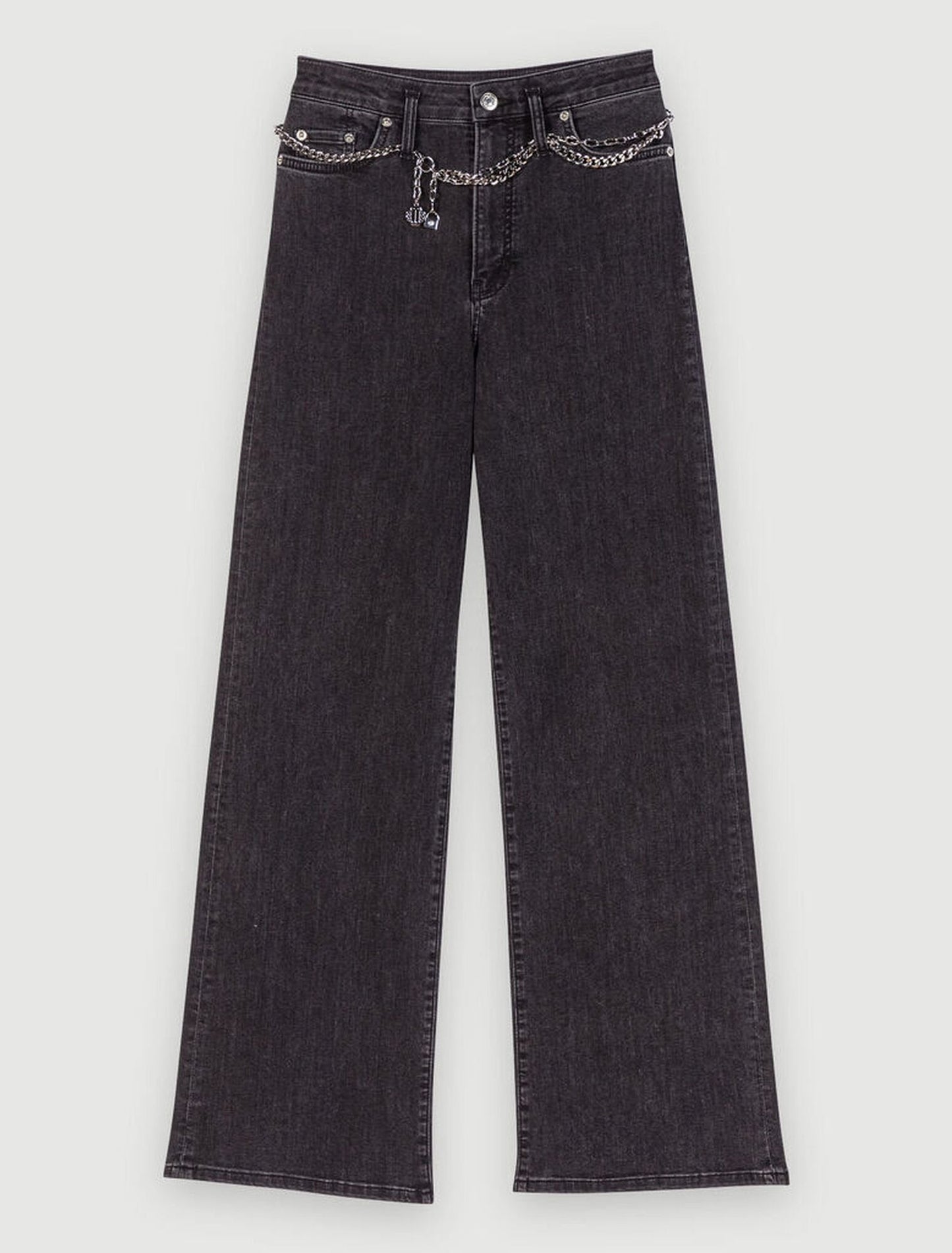 Black-Black belted baggy jeans