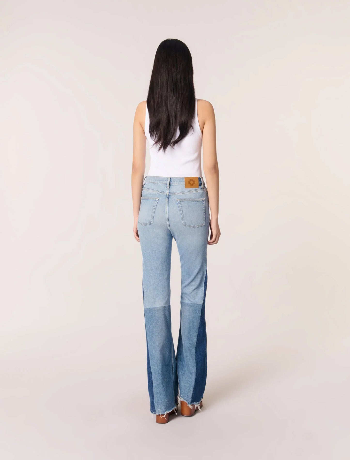 Blue Jean-Tricolour Patchwork Jeans