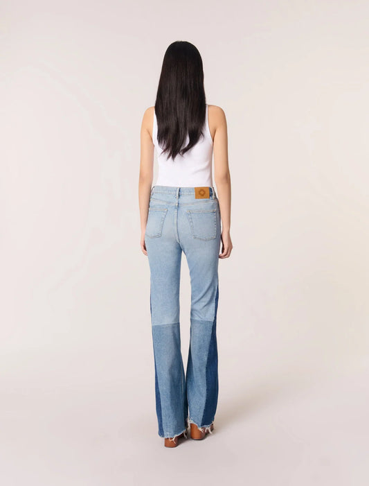 Blue Jean-Tricolour Patchwork Jeans