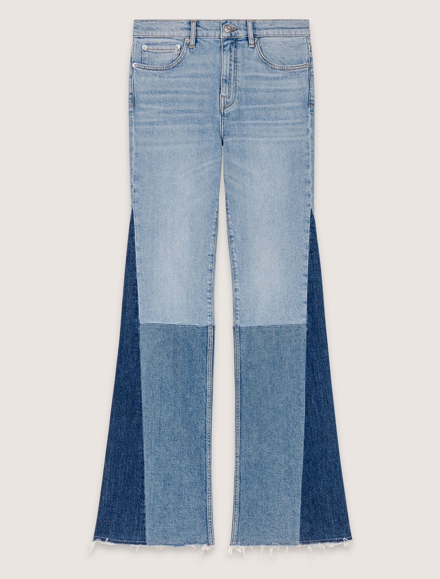 Blue Jean-Tricolour Patchwork Jeans