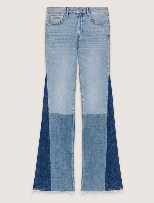 Blue Jean-Tricolour Patchwork Jeans