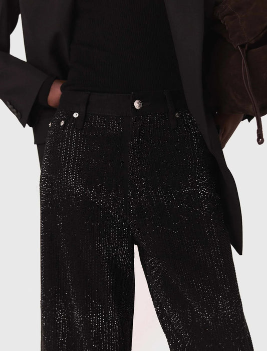 mfpje00767 wide leg rhinestone jeans black