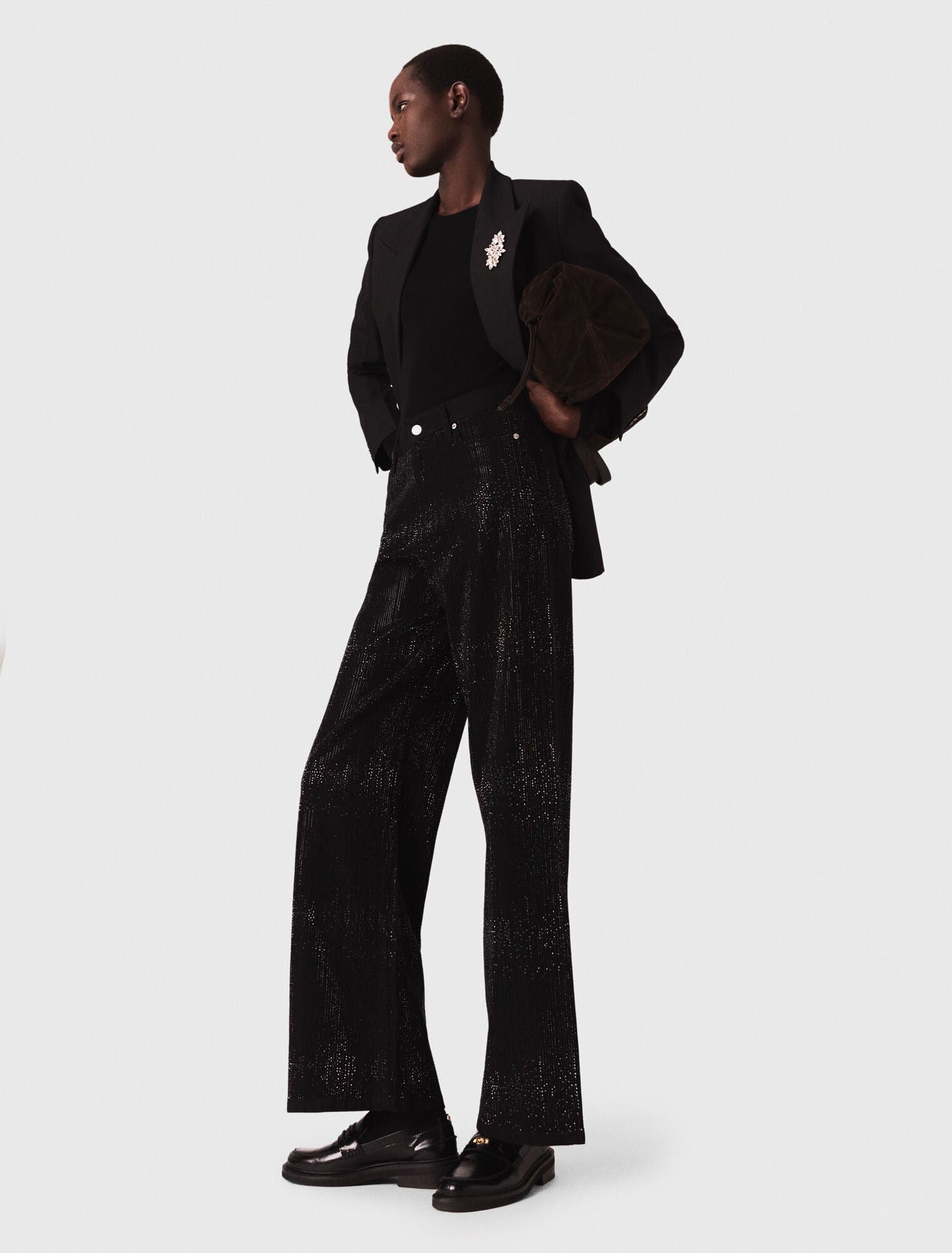 mfpje00767 wide leg rhinestone jeans black