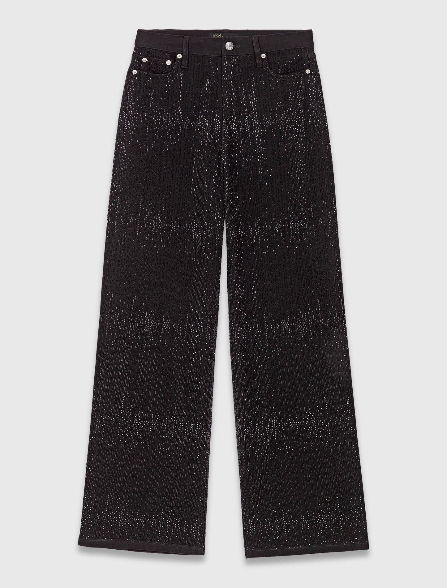 mfpje00767 wide leg rhinestone jeans black