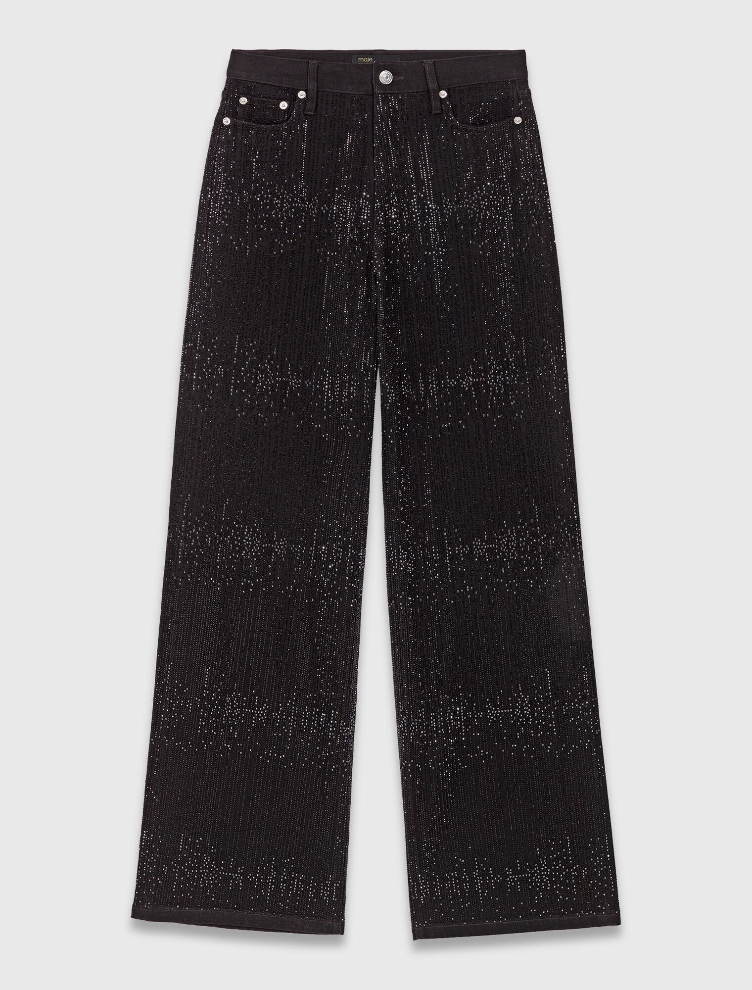 mfpje00767 wide leg rhinestone jeans black