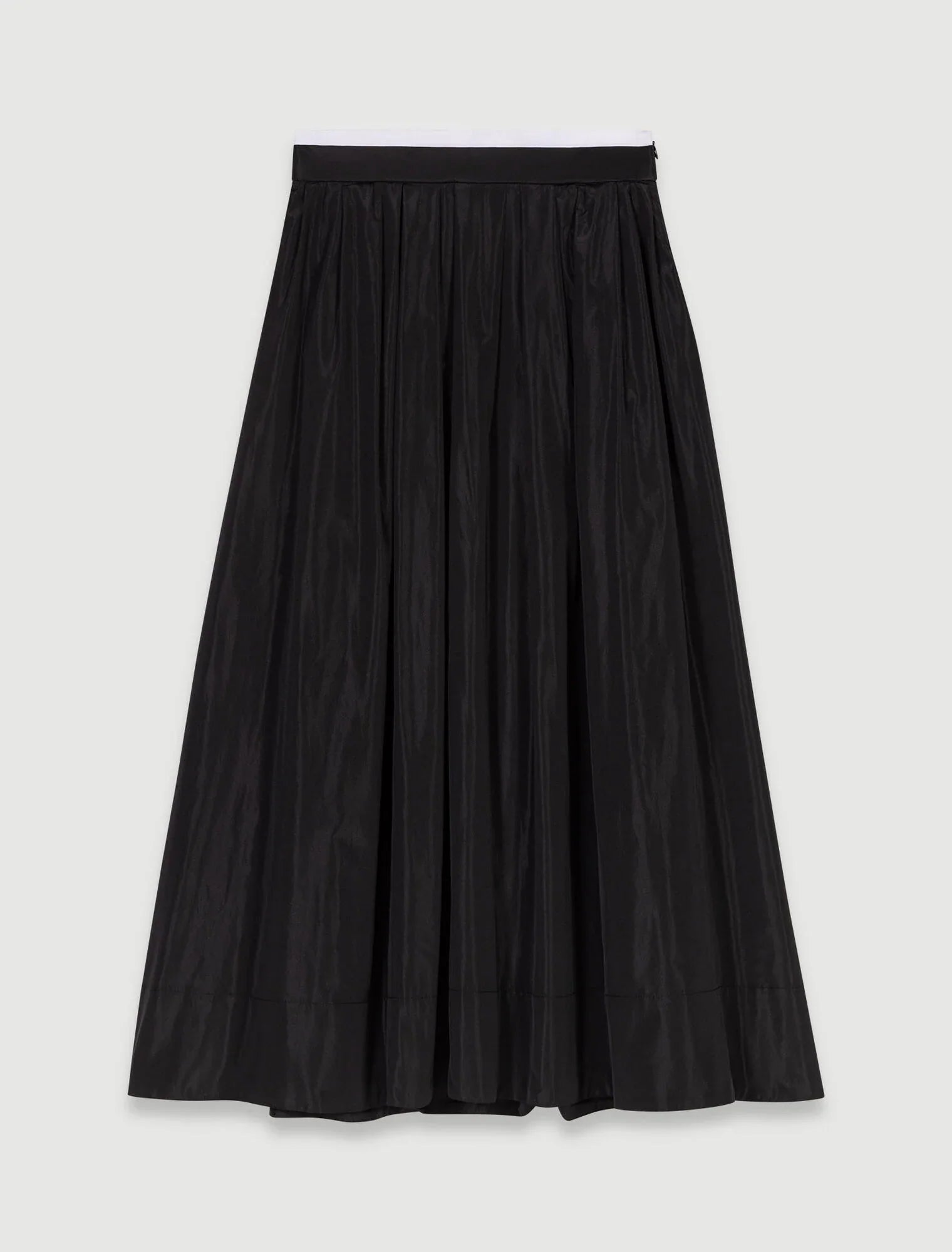 Black-Long skirt with contrast waistband