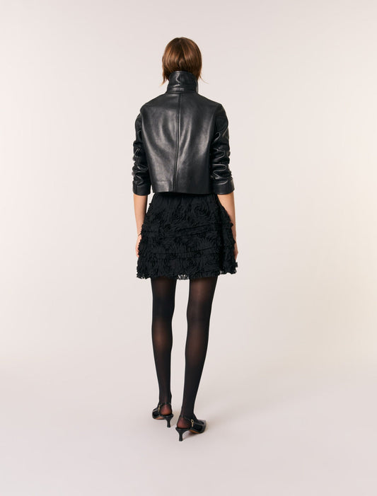 Black Short Embroidered Skirt