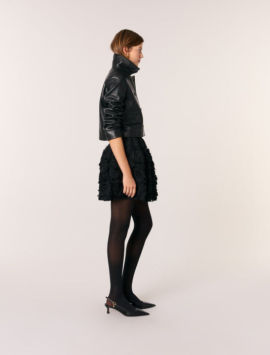 Black Short Embroidered Skirt