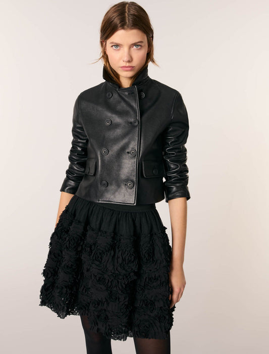 Black Short Embroidered Skirt