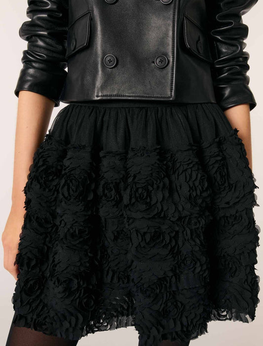 Black Short Embroidered Skirt