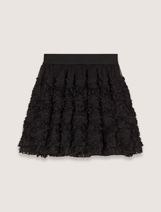 Black Short Embroidered Skirt