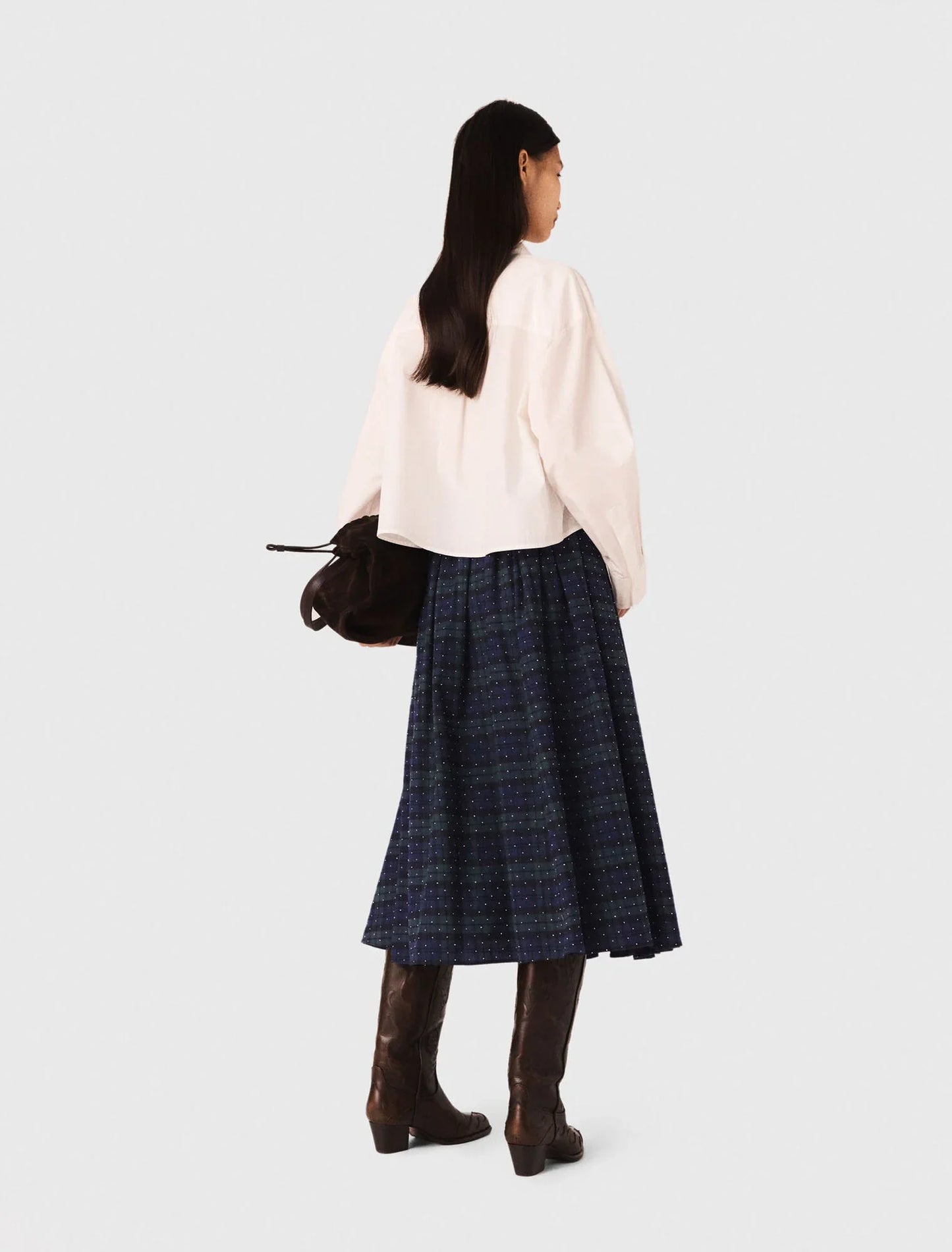 Check skirt with rhinestones