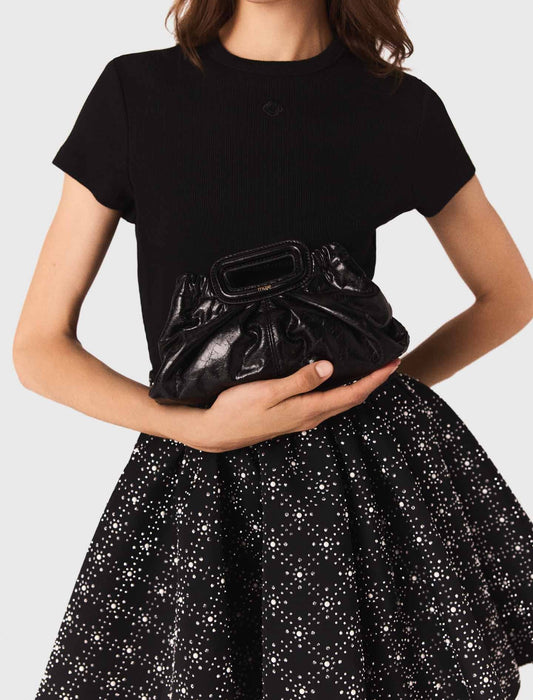 Pearl and rhinestone skater skirt Black