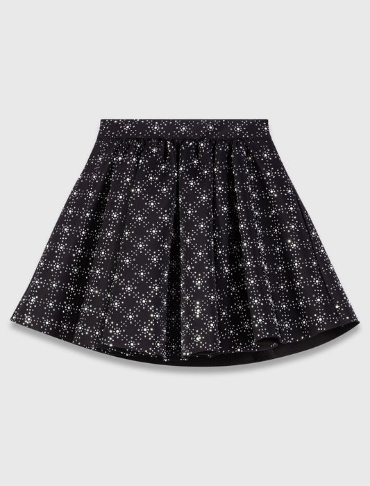 Pearl and rhinestone skater skirt Black