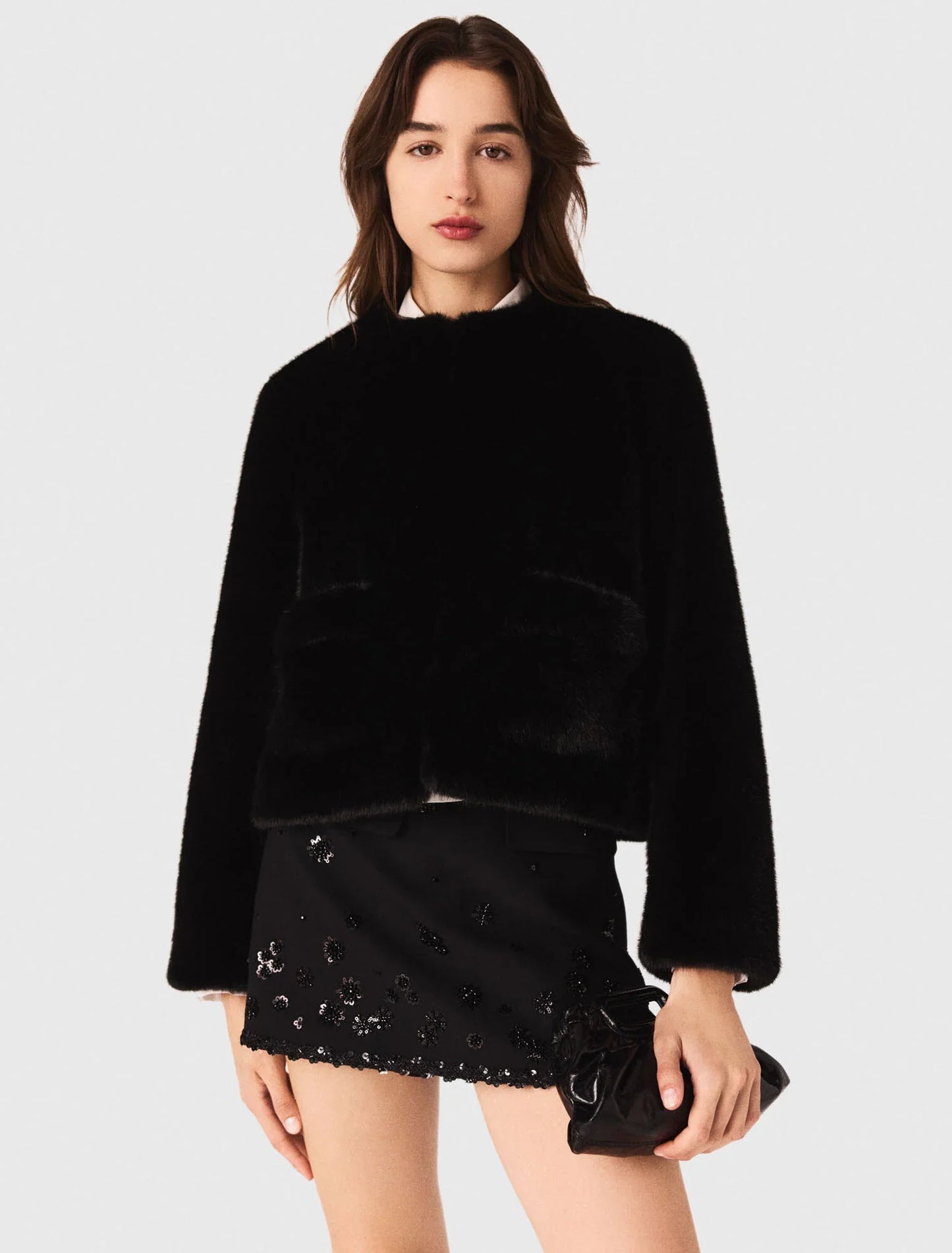 Short faux fur coat Black
